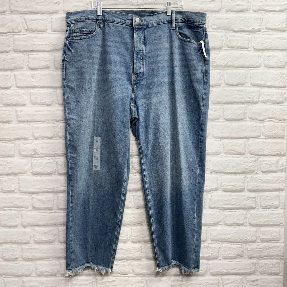New Old Navy High Rise Straight‎ Ankle Blue Jeans Womens Plus Size 22 Fringe Hem
